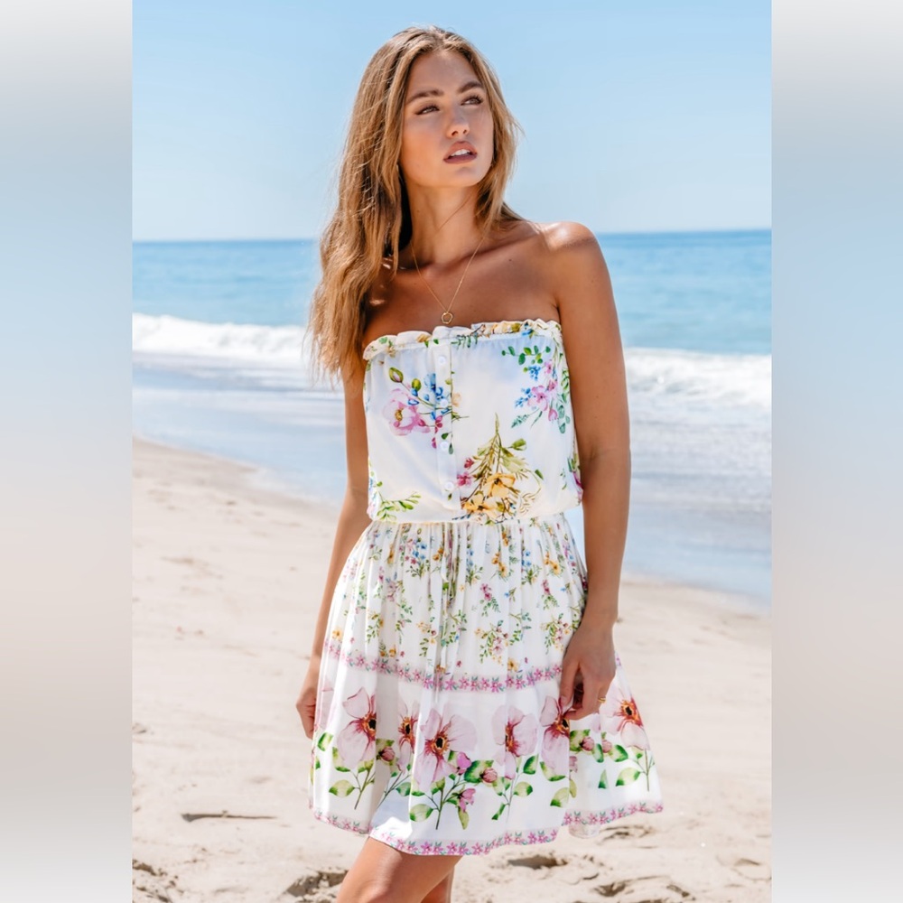 Size S,  floral print, tie waist, mini dress